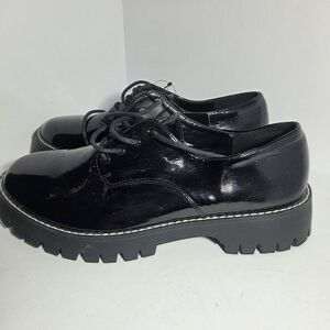 Forever 21 Black Patent Lace-Up Platform Boots